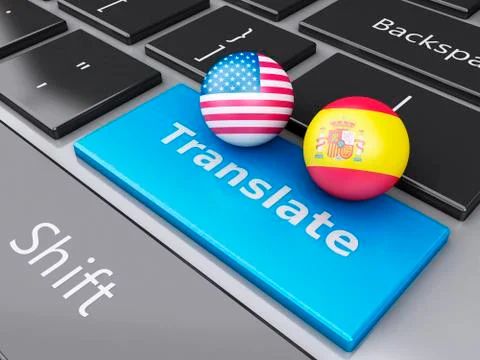 3d translation button on computer keyboard. translating concept. Stock Illustration