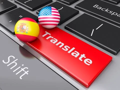 3d translation button on computer keyboard. translating concept. Stock Illustration