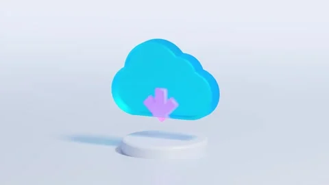 3d translucent cloud icon downloading data Stock Footage 264571574