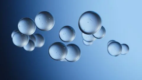 3D transparent bubbles in air, light blue gradient. Stock Illustration