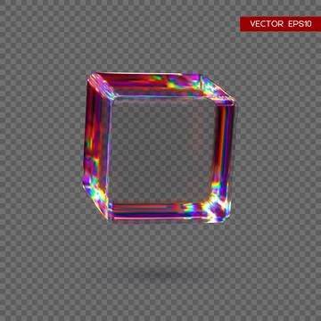 3d transparent glossy cube with dispersion effect. Stock Illustration