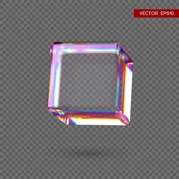 3d transparent glossy cube with dispersion effect. Illustrazione stock