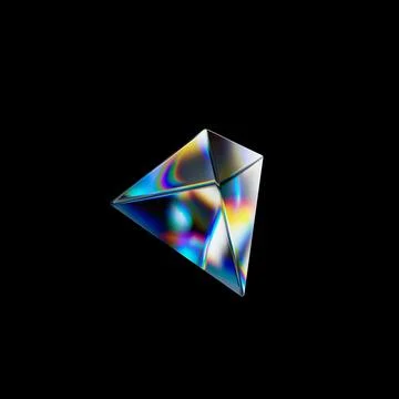 3d Transparent glossy geometric objects with dispersion effect. Rainbow colors Ilustración de archivo