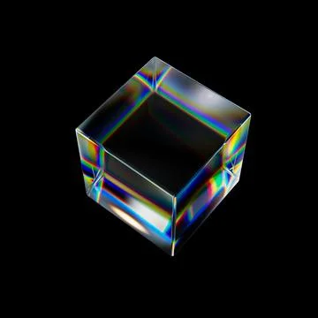 3d Transparent glossy geometric objects with dispersion effect. Rainbow colors Ilustración de archivo