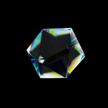 3d Transparent glossy geometric objects with dispersion effect. Rainbow colors Stockillustratie