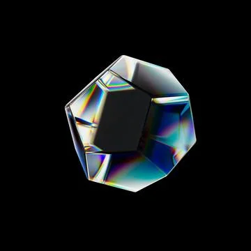 3d Transparent glossy geometric objects with dispersion effect. Rainbow colors Ilustración de archivo