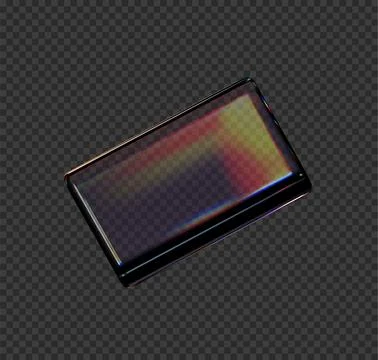 3D transparent glossy glass rectangle shape with holographic dispersion eff.. Stock Illustration