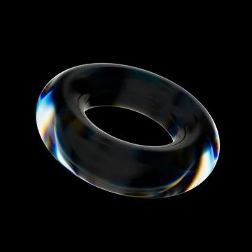 3d Transparent glossy ring with dispersion effect. Rainbow colors reflection Stock Illustration