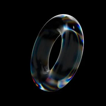 3d Transparent glossy ring with dispersion effect. Rainbow colors reflection Illustrazione stock