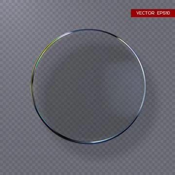3d transparent glossy round disc with dispersion effect. Rainbow colors Stock Illustration