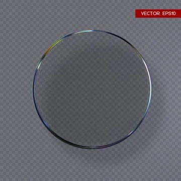 3d transparent glossy round disc with dispersion effect. Rainbow colors Illustrazione stock