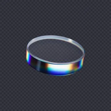 3d transparent glossy round disc with dispersion effect. Rainbow colors Stock Illustration