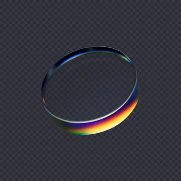 3d transparent glossy round disc with dispersion effect. Rainbow colors Stock Illustration