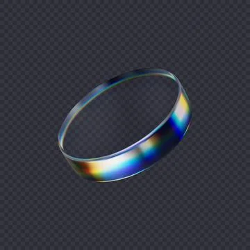 3d transparent glossy round disc with dispersion effect. Rainbow colors Illustrazione stock