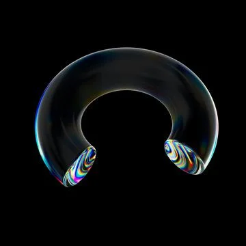 3d Transparent glossy semi-ring with dispersion effect. Rainbow colors Stock Illustration