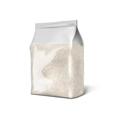 3D Transparent Plastic Bag Packaging Of Rice Stock Illustration
