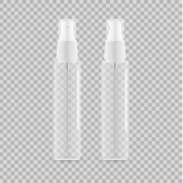 3D transparent spray bottles - Set of transparent spray bottles for mock up Stock Illustration