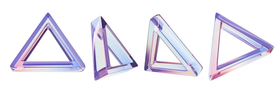 3D transparent triangle set, glasses geometric abstract pyramid shape Stockillustratie