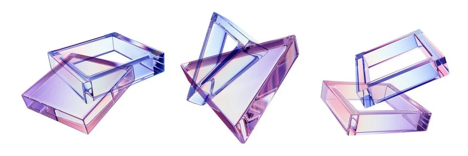 3D transparent triangle square composition, glasses geometric abstract Illustrazione stock