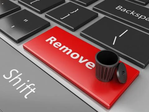 3d Trash can on the computer keyboard. 스톡 일러스트