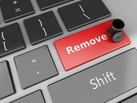 3d Trash can on the computer keyboard. Stock Illustration