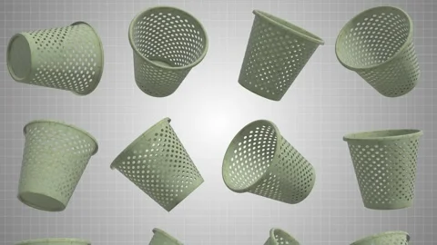 3D Trash Cans Falling Animation. Trash Can Animation. 3D Dustbin. 4K Stock Footage 280919182