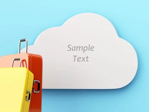 3d Travel concept. Sky with cloud and travel suitcase. Stockillustratie