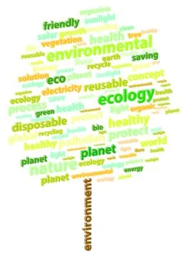 3D Tree Abstract Ecology Word Cloud 스톡 일러스트