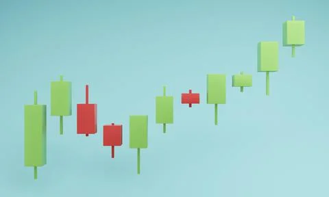 3D Up trend candlestick Illustration