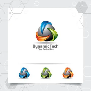 3D Triangle logo design concept of arrow symbol element Stock Illustration