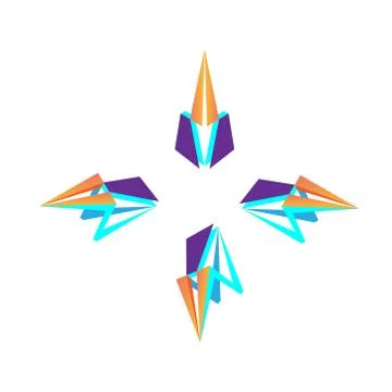 3d triangle purple with arrow, logo design. Vector illustration Stock Illustration