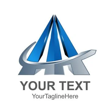 3D triangle pyramid swoosh with three pillars and a swoosh logo element Stock Illustration