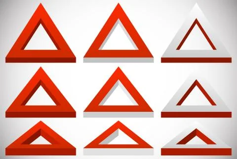 3d triangle shape in more colors set at different angles Stock Illustration