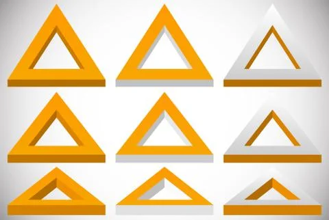 3d triangle shape in more colors set at different angles Stock Illustration