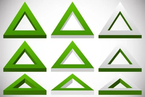 3d triangle shape in more colors set at different angles Stock Illustration