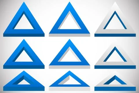 3d triangle shape in more colors set at different angles Stock Illustration