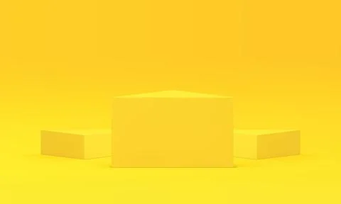 3d triangle three podium yellow geometric pedestal advertising promo platfo.. Illustrazione stock