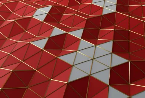 3d Triangular lowpoly background with golden mesh. christmas background Ilustración de archivo