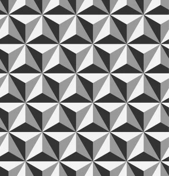 3D triangular, or tetrahedron, pyramids. Seamless vector pattern background. Stock Illustration