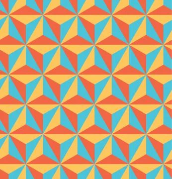 3D triangular, or tetrahedron, pyramids. Seamless vector pattern background. Stock Illustration