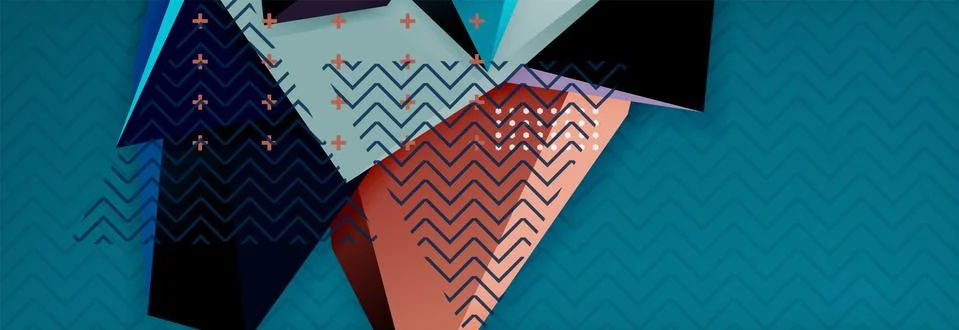 3d triangular shapes geometric background. Origami style pattern with triange Stock Illustration