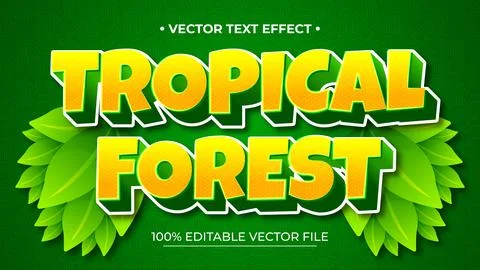 3D Tropical Forest text effect Editable text effect Stock Illustration
