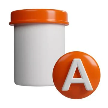 3D tube Vitamin A tablet mockup and orange tablets pharmacy icon for science and Stockillustratie