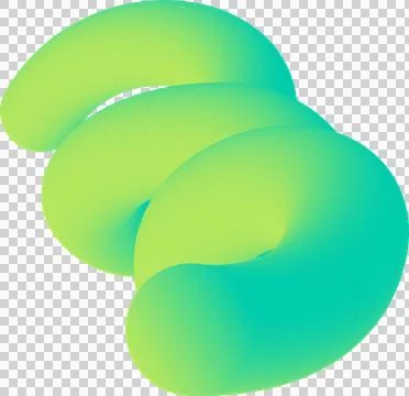 3D tubes interlocking in lime-to-teal gradient ring patterns on transparent Stock Illustration