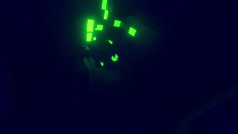 3d tunnel glowing green blocks grid, seamless loop Stock Footage 274082453