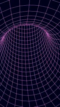 3D tunnel grid.Wireframe 3D surface tunnel.Grid texture. Stock Illustration