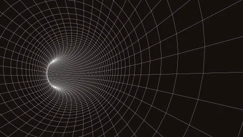 3D tunnel grid.Wireframe 3D surface tunnel.Grid texture. イラスト素材