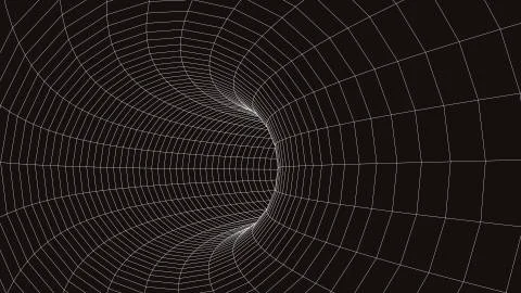 3D tunnel grid.Wireframe 3D surface tunnel.Grid texture. Stock Illustration