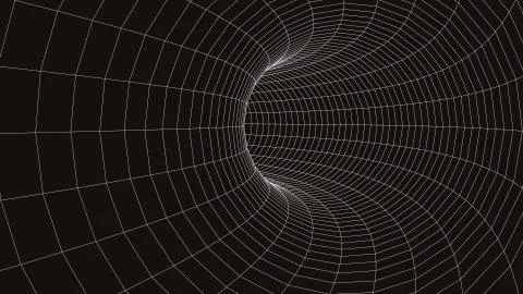 3D tunnel grid.Wireframe 3D surface tunnel.Grid texture. イラスト素材