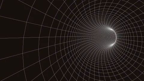 3D tunnel grid.Wireframe 3D surface tunnel.Grid texture. Stock Illustration